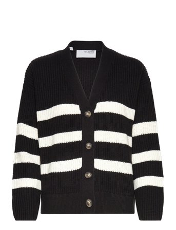 Slfbloomie Ls Knit V-Neck Cardigan Noos Strikkegenser Cardigan Svart Selected Femme*Betinget Tilbud