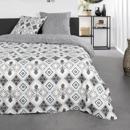 Dubbel sängkläder "Sunshine" i tryckt bomull med tribalmotiv - Flerfärgad - 220 x 240 cm