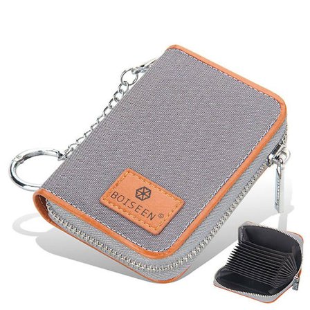 Luottokorttilompakko vetoketjullinen korttikotelo, miehille, naisille, RFID-suojaava avaimenperä