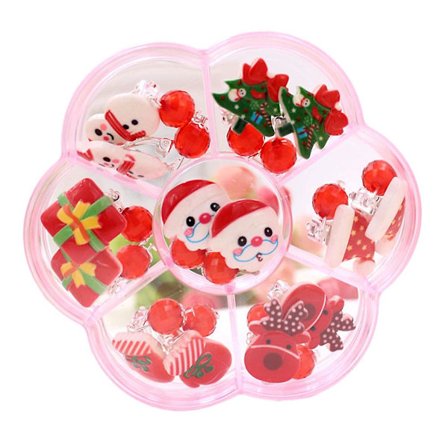 7 stk. Jule-serie Børneøreclips Øreringe Pierced Gave Julemønstre Øremanchetter Clips Øreringe Tilbehør