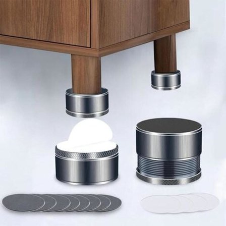 Set med 4 justerbara säng- och möbelhöjare, justerbara möbelben i metall, justerbar höjd