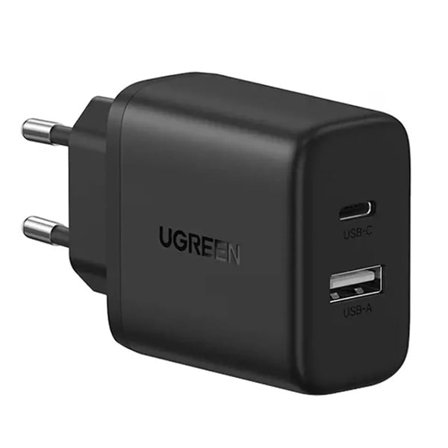 Ugreen GaN 20W USB-oplader med 1xUSB og 1xUSB-C - Svart