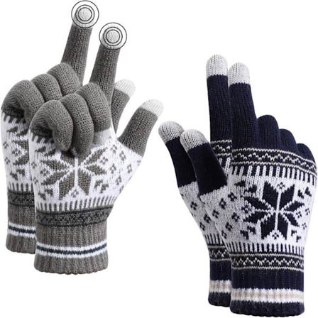 Vinterstrikkede varme hansker unisex berøringsskjerm, termisk elastisk fl