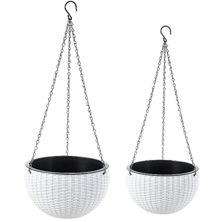 2-pak Dobbelt-potte Design Hængekurve Plantekasser - Vanding Indendørs Udendørs & Blomster Hængepotter Med