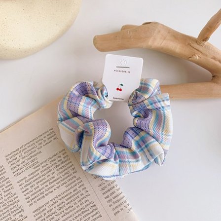 6 stk Hårbånd Hårbånd Hårbånd Rutete Stoff Hårbånd med Hestehale Hår Tau Elegant Stor Tarm Hårbånd----Lilla Rutete