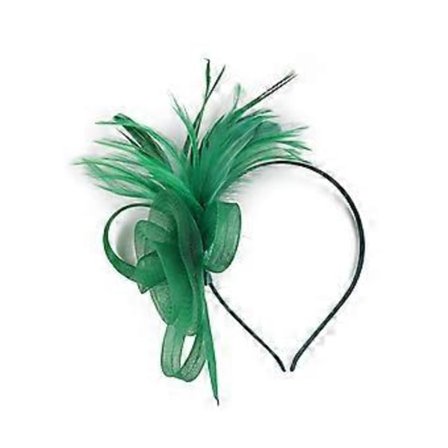 Tyll Blomster Hårband för Kvinnor Elegant 1920-tals Fjäderprytt Hårband Halkfritt Flapper Fascinator Hårband för Formella Evenemang Svart Grön