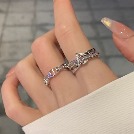 2ST Justerbar Silver Färg Bokstav Finger Ring Personlighet Ret