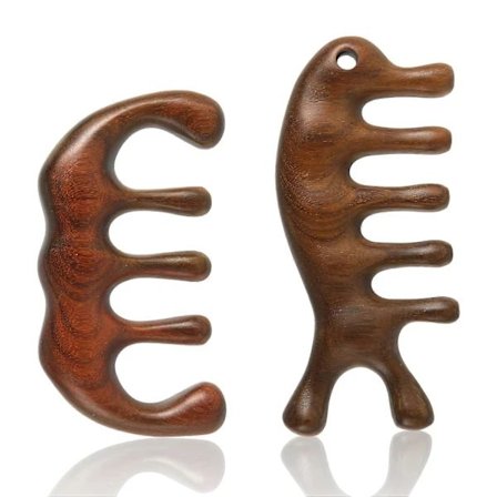 2 stk. Hovedbundsmassagekamme, Antistatisk Naturlig Træ Bredtandet Kam Sandeltræ