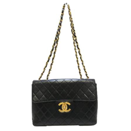Chanel Vintage Pre-owned Leather Flap Väska svart, Dam Vintage Väskor, Dam, Storlek: ONE SIZE