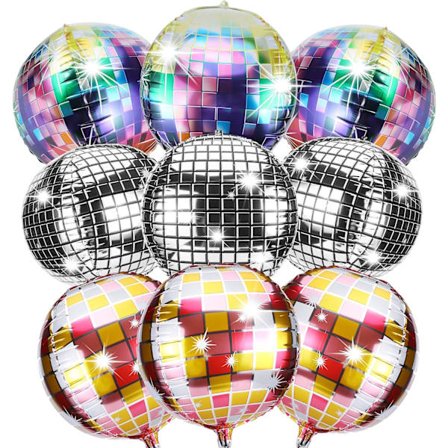 12-pak 22 tommer 4D diskokugleballoner - flerfarvede metalliske folieballoner til diskofester, bryllupper, fødselsdage og karnevalsdekoration