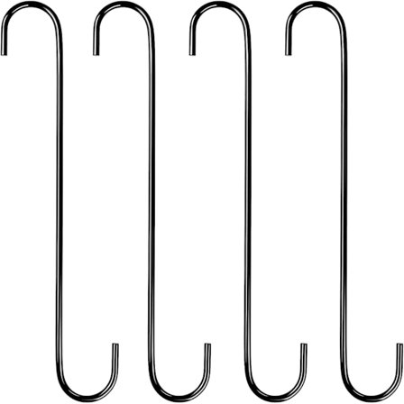 4 stk. 30 cm køkken S-krog store og lange hængende plante kroge