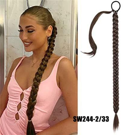 Flätad hästsvans 80 cm lång Svart Brun Burdy Color Wrap - Perfet A3