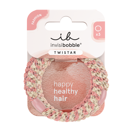 Invisibobble Twistar Hårstrikker, Rosa/beige, 3 stk.