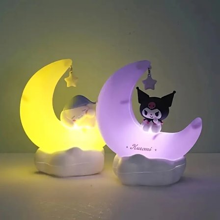 Sanrio Kuromi Cinnamonroll Kuun LED-lamppu Kawaii 3D Piirretty Koriste
