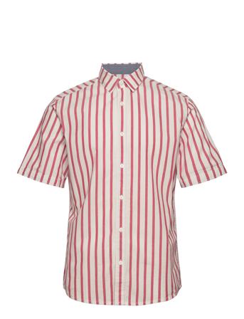 Striped Shirt Kortermet Skjorte Rød Tom Tailor*Betinget Tilbud