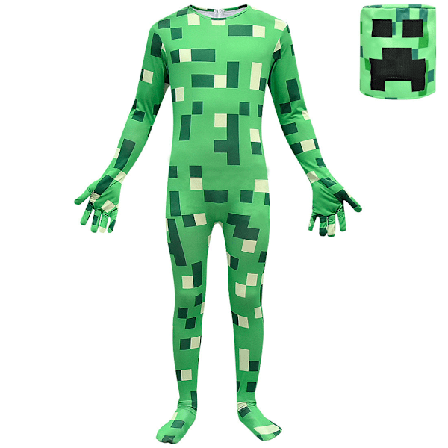 Halloween Cosplay Kostume, Minecraft Creeper Deluxe Kostume til Drenge. Til Halloween, Jul og Fødselsdag Gave til Børn Type A 130cm