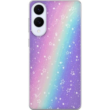 Kompatibelt Mobildeksel til Samsung Galaxy S25 Edge Rainbow-farget pastellbakgrunn med hvite stjerner og gnistrende prikker i myk overgang