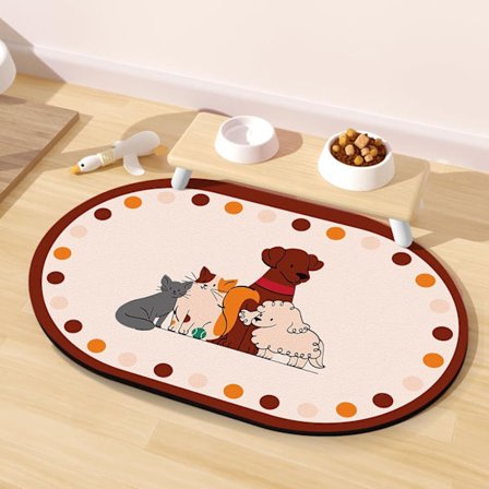 Stor Skålmatte for Hund 40x60 cm – Sklisikker og Absorberende Matte for Flere Kjæledyr