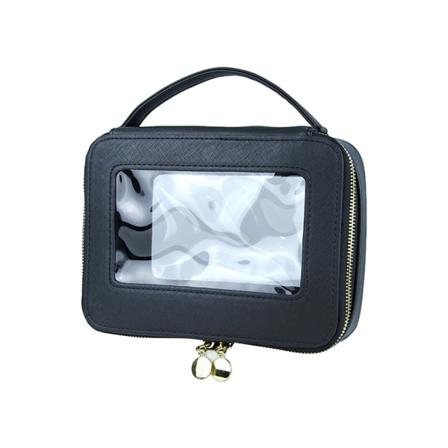 Vattentät transparent sminkväska med stor kapacitet för resor Black