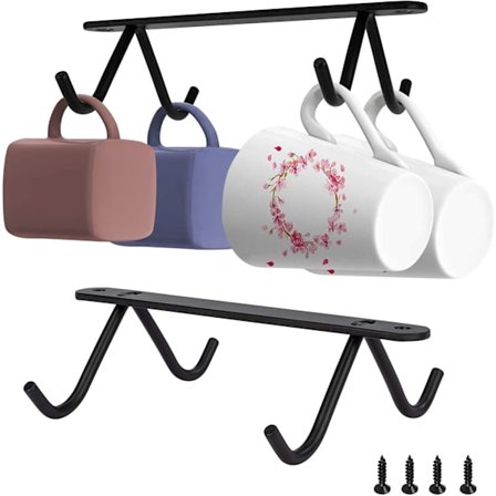 2 mustan metallista kuppitelinettä kaapin alle viinilaseille