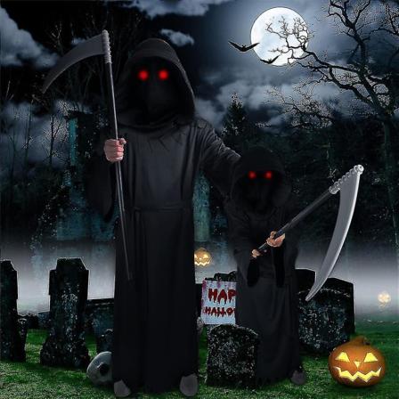 Barnens Läskiga Dödsänglakostym Med Röd Och Lie Horror Fancy Up Outfits 10-12 Years