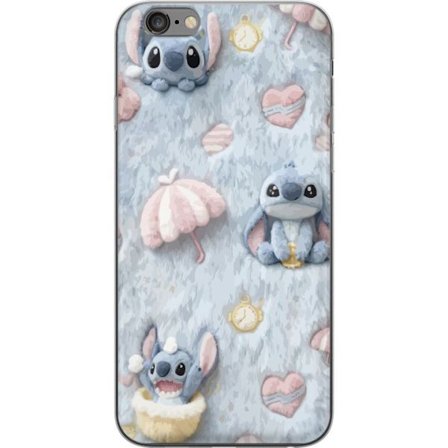 Kompatibelt Mobildeksel til Apple iPhone 6 Plus Broder mønster med hjerter, paraplyer og pastellfarget myk bakgrunn