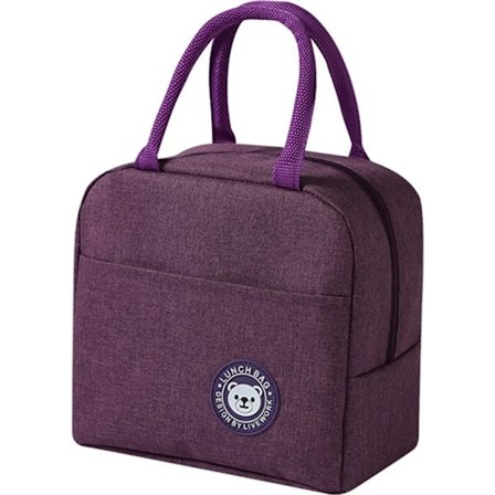 Liten kjølebag, sammenleggbar mini lunsjbag med glidelås, vanntett lunsjbag, piknikbag, kjølebag (lilla)