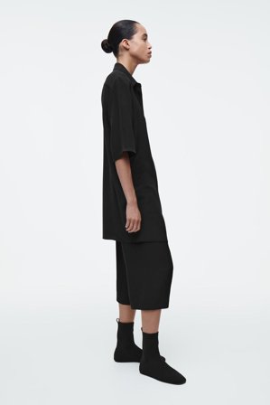 COS Women's Camicia Lunga In Seta in Nero