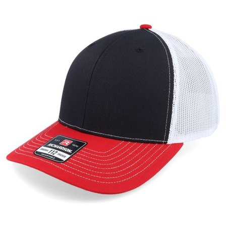 Richardson - Svart trucker Keps - 112 Tri Black/White/Red Trucker @ Hatstore