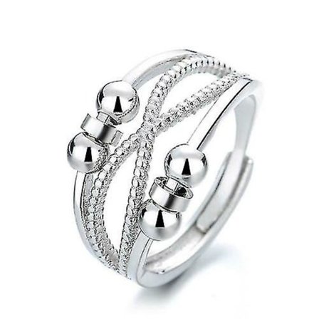 Justerbar ångestring Silver Relief Fidget Spinner Worry Beads Meditation,barn,kvinna