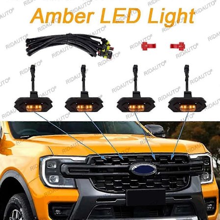 Gult LED billys i ravfarget stil Raptor-lampe med gjennomskinnelig hus Passer for NY GENERASJON FORD RANGER WILDTRAK Oppgraderinger 2023 2024 