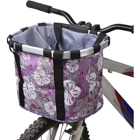 Sykkelkurv, avtakbar lerretskurv, kurv, håndveske, kjæledyrkurv, aluminiumslegering, ramme, kjæledyrkurv (lilla)