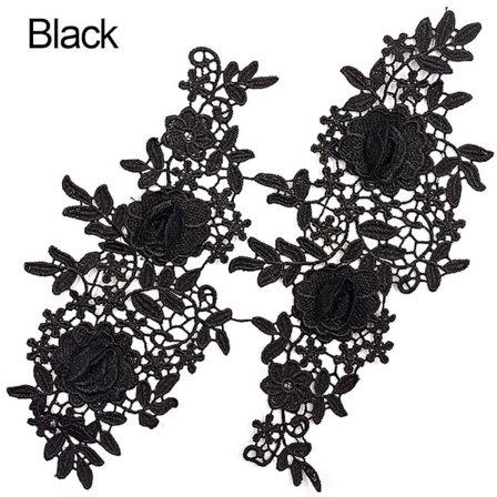 1 par broderi-merker, påsydde merker SVART