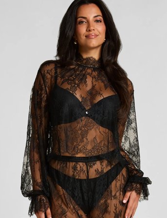 Hunkemöller Top Ls Lace Cecilia - Black - XL