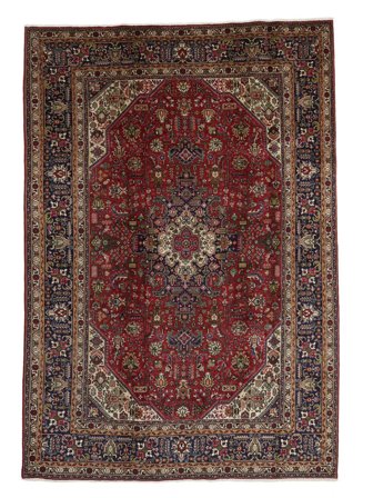 Handknuten Tabriz 202X297 Orientalisk Ullmatta Svart/Brun