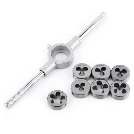 Sats med 8 gängtappar och gängsnitt - gängtapp och skiftnyckelhållare