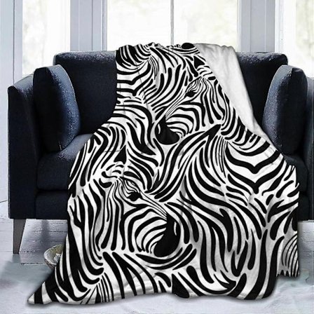 2025 Blødt Plaid Zebra Dyreprint Flannel Tæppe Ultra Bløde Varme Plaider Vaskbare til Seng Sofa