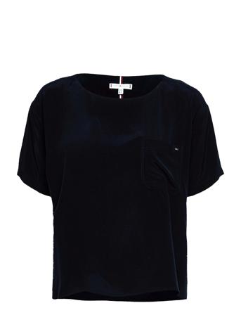 Cupro T-Shirt Blouse Ss Blue Tommy Hilfiger