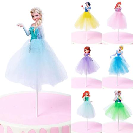 Tegneserie slør prinsesse bursdagskake dekorasjon ornamenter Pink Ariel