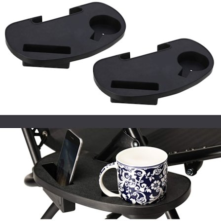 Sæt med 2 sideborde, telefonbakke og kopholder, let at klikke på, egnet til loungestole, campingstole, fiskestole og meget mere