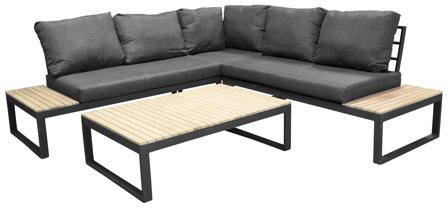 Venture Home Panama 9560-068 Loungeset soffa, bord, svart/natur, Utemöbler