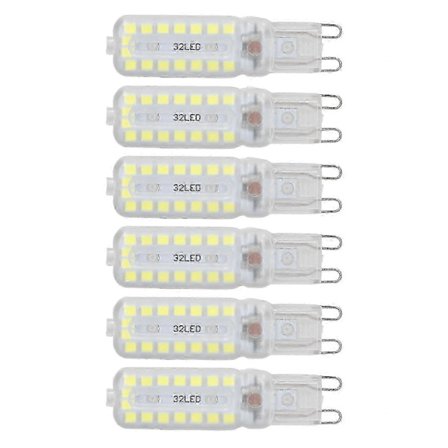 2025 6kpl G9 LED-lamput 7W Himmennettävä 360° Valaistus Korvaava lamppu seinäpöytäkaappilamppuun Valkoinen valo 220-240V[D]