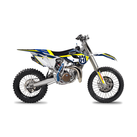 Kit Adesivi Completo Blackbird Dream 4 con Coprisella Bianco-Giallo-Blu - Husqvarna TC 85 2014-2017
