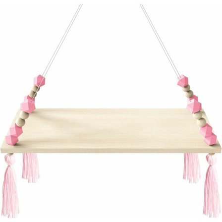 Solid tre flytende vegg hylle med tau for hjem barn rom kontor KLB