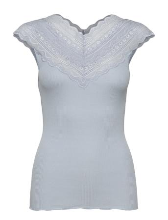 Silk Top W/ Lace Blue Rosemunde