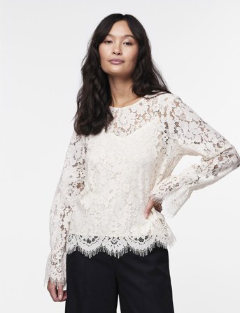 YAS Yasperla Ls Lace Top S. Noos - Cream - L