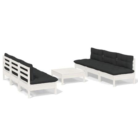 Vidaxl Loungegrupp Med Antracit Dynor 7 Delar Massiv Furu Vit