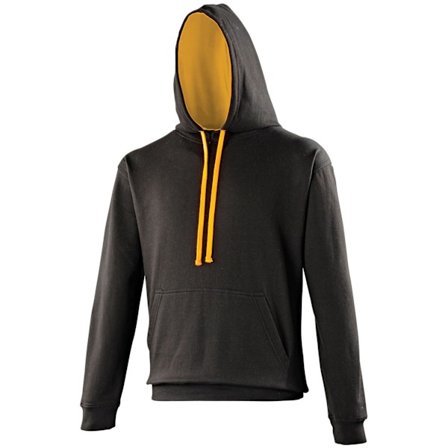Awdis Varsity Hooded Sweatshirt / Hoodie L Jet Black/Orange Cru