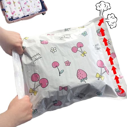 2 (35x50 cm) + 2 (40x60 cm) + 1 (50x70 cm) Vakuumförvaringspåse, Set med 5 rullbara kompressionspåsar, Vakuumreseväska Återanvändbar 