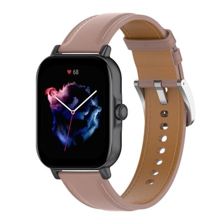 Amazfit GTS 3 / Bip U Top Layer Cowhide läderarmband till klocka - Mörkrosa